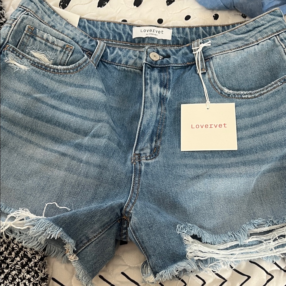 Lovervet Light Blue Distressed Denim Shorts